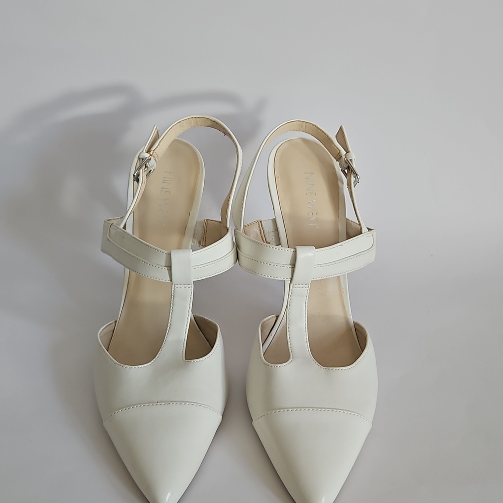 NEW Nine West Renice T Strap Slingback White Pump Size 9.5 - Picture 2 of 10